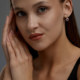 Серьги SOKOLOV - Серебро 925, Фианит, Рубин (арт. 64020003)