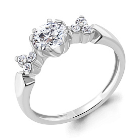 Кольцо Аквамарин - Серебро 925, Фианит (арт. 66539А.5)