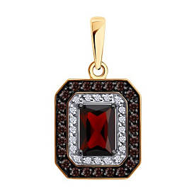 Подвеска SOKOLOV - Золото 585, Гранат, Фианит (арт. 733013)