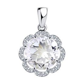 Подвеска SOKOLOV - Серебро 925, Горный хрусталь, Фианит (арт. 92030404)