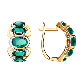 Серьги SOKOLOV - Золото 375, Синтетический изумруд (арт. 37727262)
