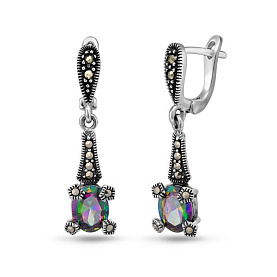 Серьги Эвора - Серебро 925, Кварц, Марказит (арт. 656485)