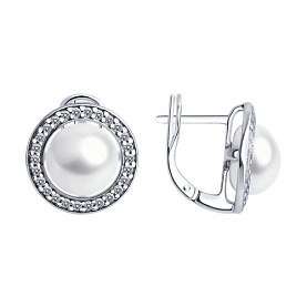 Серьги SOKOLOV - Серебро 925, Жемчуг культивированный, Фианит (арт. 92022957)