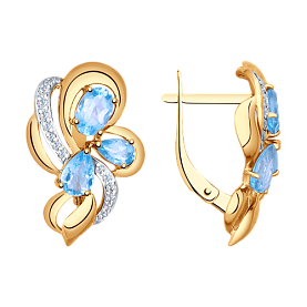 Серьги SOKOLOV - Золото 375, Топаз, Фианит (арт. 37724993)