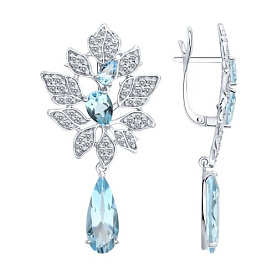 Серьги Diamant - Серебро 925, Топаз, Фианит (арт. 94-321-00111-1)