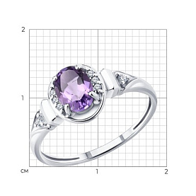 Кольцо SOKOLOV - Серебро 925, Аметист, Фианит (арт. 92014861)