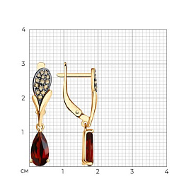 Серьги Diamant - Золото 585, Гранат, Фианит (арт. 51-321-01556-1)