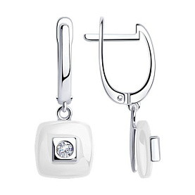 Серьги Diamant - Серебро 925, Керамика, Фианит (арт. 94-121-01278-2)