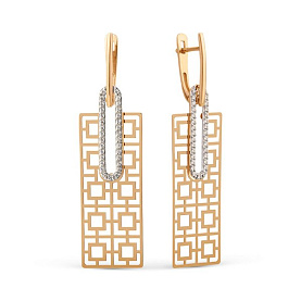 Серьги ЮФ Династия - Золото 585, Фианит (арт. 503612-1102)