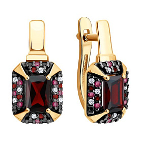 Серьги SOKOLOV - Серебро 925, Гранат, Синтетический рубин, Фианит (арт. 92023280)