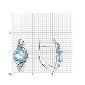Серьги Diamant - Серебро 925, Топаз, Фианит (арт. 94-320-00175-1)