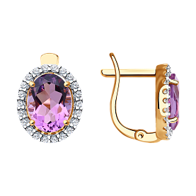 Серьги SOKOLOV - Золото 585, Аметист, Фианит (арт. 725271)