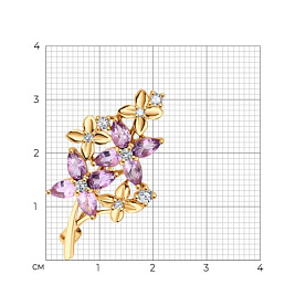 Брошь Diamant - Серебро 925, Аметист, Фианит (арт. 93-340-02061-2)