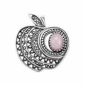 Брошь Красная пресня - Серебро 925, Синтетический кварц (арт. 13311022К)