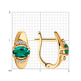 Серьги SOKOLOV - Серебро 925, Синтетический изумруд, Фианит (арт. 82020011)