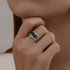 Кольцо SOKOLOV - Серебро 925, Агат, Фианит (арт. 92014532)