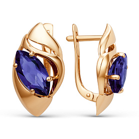 Серьги ЮФ Династия - Золото 375, Синтетический сапфир (арт. 009742-5470)