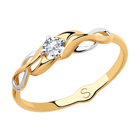 Кольцо SOKOLOV - Золото 585, Фианит (арт. 018076)