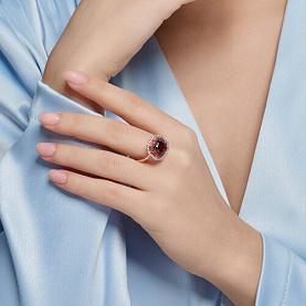 Кольцо SOKOLOV - Серебро 925, Гранат, Фианит (арт. 92014394)