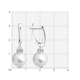 Серьги Diamant - Серебро 925, Жемчуг синтетический, Фианит (арт. 94-121-00092-1)