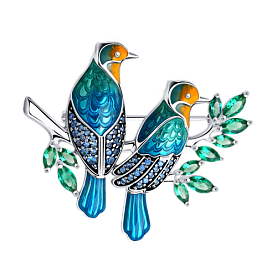 Брошь SOKOLOV - Серебро 925, Фианит, Эмаль (арт. 94040208)