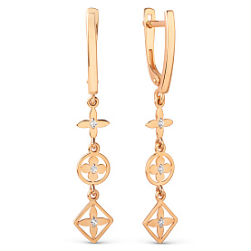 Серьги ЮФ Династия - Золото 585, Фианит (арт. 031712-1102)