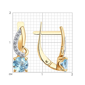 Серьги Diamant - Золото 585, Топаз, Фианит (арт. 51-320-01503-1)