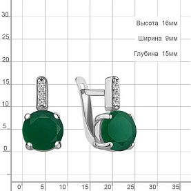 Серьги Аквамарин - Серебро 925, Агат, Фианит (арт. 4749509А.5)