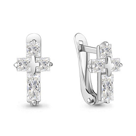 Серьги Аквамарин - Серебро 925, Фианит (арт. 49264.5)