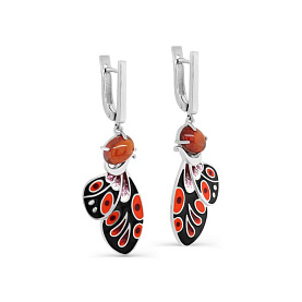 Серьги Кабаровских - Серебро 925, Гессонит, Эмаль (арт. 12-687-9790)