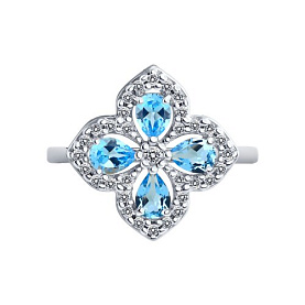 Кольцо SOKOLOV - Серебро 925, Топаз, Фианит (арт. 92014341)