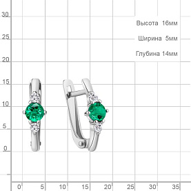 Серьги Аквамарин - Серебро 925, Синтетический изумруд, Фианит (арт. 49260АГ.5)