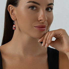 Серьги SOKOLOV - Серебро 925, Фианит, Эмаль (арт. 94021287)