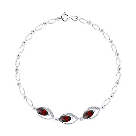 Браслет SOKOLOV - Серебро 925, Гранат, Фианит (арт. 92050092)