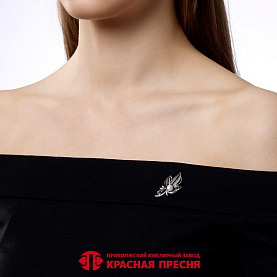 Брошь Красная пресня - Серебро 925, Жемчуг культивированный (арт. 13316712)