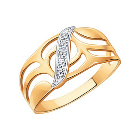 Кольцо Атолл - Золото 585, Фианит (арт. 11064)