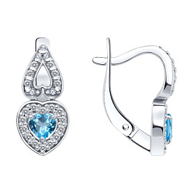 Серьги SOKOLOV - Серебро 925, Топаз, Фианит (арт. 92023153)