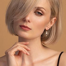 Серьги ЮФ Династия - Золото 585, Фианит (арт. 011482-1102)