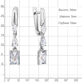 Серьги Аквамарин - Серебро 925, Фианит (арт. 400617.5)