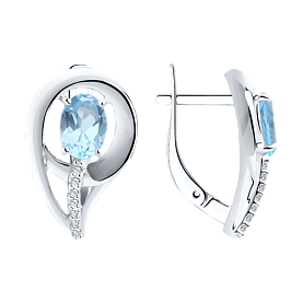 Серьги Diamant - Серебро 925, Топаз, Фианит (арт. 94-320-00551-1)