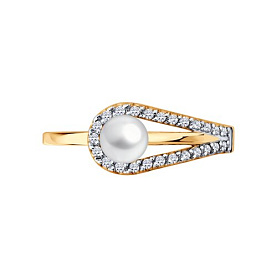 Кольцо Diamant - Золото 585, Жемчуг культивированный, Фианит (арт. 51-310-02681-1)