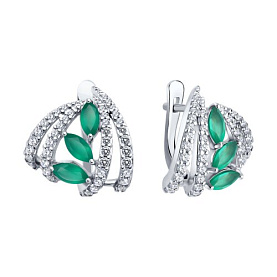 Серьги SOKOLOV - Серебро 925, Агат, Фианит (арт. 92023055)