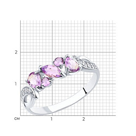 Кольцо SOKOLOV - Серебро 925, Аметист, Фианит (арт. 92011593)