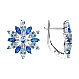 Серьги SOKOLOV - Серебро 925, Топаз, Фианит (арт. 92023072)