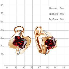Серьги Аквамарин - Серебро 925, Синтетический гранат (арт. 4462385.6)