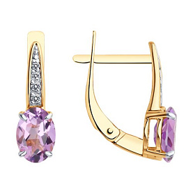 Серьги Diamant - Золото 585, Аметист, Фианит (арт. 51-320-01933-2)