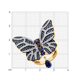 Кольцо SOKOLOV - Золото 585, Синтетический сапфир , Фианит (арт. 716358)