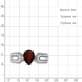 Кольцо Аквамарин - Серебро 925, Гранат, Фианит (арт. 65021503А.5)