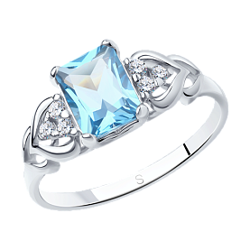 Кольцо SOKOLOV - Серебро 925, Топаз, Фианит (арт. 92011503)