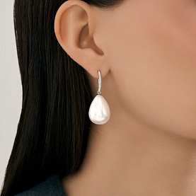 Серьга Diamant - Серебро 925, Жемчуг имитация (арт. 94-123-02347-1)